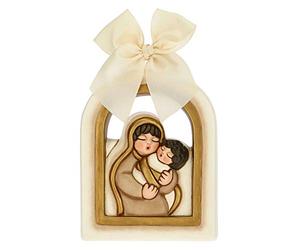 THUN - Formela con Virgen y Niño Jesús - Decoraciones Navidad Casa - Tamaño Medio - Cerámica - 9 x 1,8 x 14,5 h cm