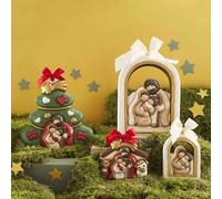 THUN - Formella Árbol de Navidad con Sagrada Familia - Decoraciones Navidad Casa - Tamaño Grande - Cerámica - 25,1 x 4,3 x 25,4 h cm
