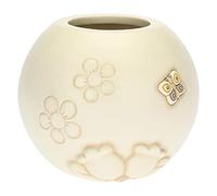 THUN - Jarrón Decorativo con Mariposa y Flores - Línea Elegance - Living, decoración de la casa - Cerámica - 14,8 x 14,8 x 12,6 cm; Boca Superior: 9 cm