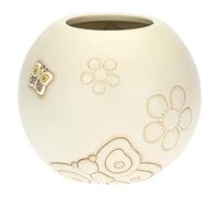 THUN - Jarrón Decorativo con Mariposa y Flores - Línea Elegance - Living, Decoración de la casa - Cerámica - Base de Apoyo/Apertura Superior Ø 10 cm; Ø Jarrón 20,4 cm; 18 cm h