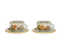 THUN - Juego de 2 tazas country con flores, mariposa y pajarita