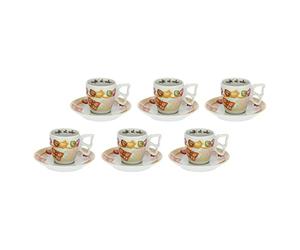 THUN - Juego de 6 Tazas de café - Línea Grace, Home Is Where Your Family Is - Cocina, café al Vuelo - Porcelana - Taza Ø 6,5 cm, 5,5 cm h; 110 ml; Plato Ø 11,5 cm