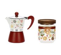 THUN - Juego de cafetera y tarro de café, 400 ml, colección Sorprese di Natale