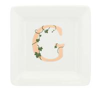 THUN La Porcelana Blanca - Plato cuadrado letra G - Muebles Casa, Cocina - Línea Adorado - Idea regalo - Porcelana - 10 x 10 x 1,5 cm