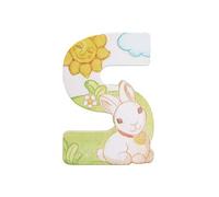THUN - Letra S de Pared con Conejito - Accesorios para habitación Infantil - Decoración del hogar - Madera - 8 h cm