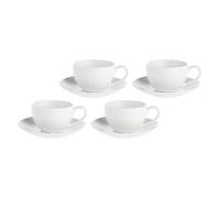 Thun Linea La Porcellana Bianca - Tazas con platillo, Porcelana, Blanco, 350 cc, Juego de 4