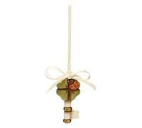 THUN - Llave de Suerte para Colgar, con trébol y Mariquita - Bombonera - Línea Ceremonia - Formato Mini - Cerámica - 3 x 1,4 x 6 h cm