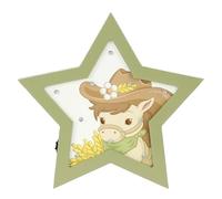 THUN Luz nocturna con estrella, madera, 20 x 19 x 3 cm, 2 pilas AAA