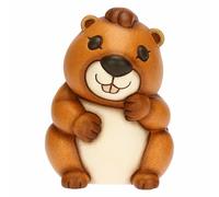 THUN, Marmota Marty de cerámica, línea Abbracciami, marmota de colección, Idea de Regalo para Navidad, 7,6 x 7,9 x 10,4 cm