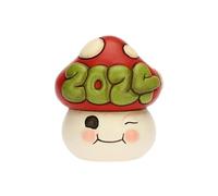 THUN - Mushroom Ronnie Happy New Year 2024 en cerámica Decorada a Mano, decoración de Navidad y Año Nuevo, Idea de Regalo, 6,5 x 5,5 x 7,5 cm