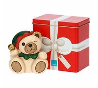 THUN - Navidad 2022 - Figura Decorativa Teddy Elfo de cerámica Decorada a Mano - Idea Regalo Navidad 2022 - con Caja de Lata - 10 x 7,5 x 11,5 cm h