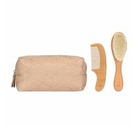 THUN - Neceser porta accesorios bebé - Neceser: exterior 100% poliéster, interior: 100% poliéster. Cepillo: madera de haya y pelo de cabra - Colección Baby Dolce Fattoria - 20 x 8 x 10 cm