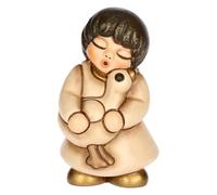 THUN - Niña con Ganso Beige de cerámica, 3,6 x 3,6 cm, Altura 6,2 cm, colección Belén Classico