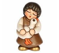THUN, Niña con Ganso de cerámica, colección de Pesebre clásico, Figuras para belén de Navidad, coleccionables, 3,6 x 3,6 x 6,2 cm