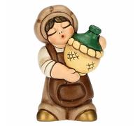 THUN - Ostas con damigiana de cerámica Decorada a Mano, Color Blanco, línea de Belén clásico, Decoraciones navideñas para casa, 5,1 x 3,5 x 8,1 cm h