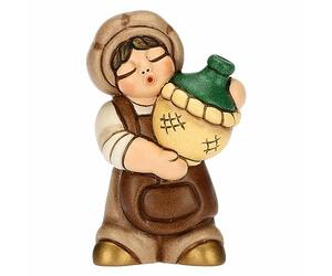 THUN - Ostas con damigiana de cerámica Decorada a Mano, Color Blanco, línea de Belén clásico, Decoraciones navideñas para casa, 5,1 x 3,5 x 8,1 cm h