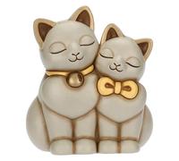 THUN Pareja de Gatos Enamorados, cerámica, colección Otro Novedad 2025, 13,7 x 10,4 x 15,7 cm