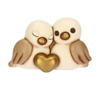 THUN - Pareja de gorriones con corazón, Mini - cerámica - Colección L'amore Vola - 7.2 x 5.9 x 4.4 cm