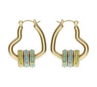 THUN - Pendientes de corazón con anillos esmaltados - Metal, vidrio, resina - Colección dedicada a ti - 2,5 x 2,5 cm