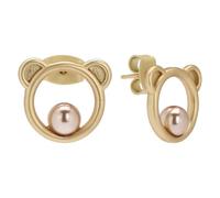 THUN - Pendientes Teddy con perla - metal - Colección Dedicado a Ti - 1,5 x 1,35 cm