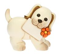 THUN - Perro con Cartel Personalizable - Living, Iconos, Animales y minianimales - Cerámica Pintada a Mano - 17,9 x 12,6 x 10 cm h