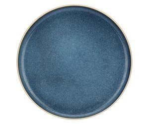 Thun Rose&Tulipani - Plato redondo azul de gres, diámetro 31 cm, colección Arpeggio