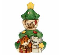 THUN - Totem Árbol Amigos de la Navidad - Cerámica - Línea Navidad - Living, Decoración de la casa - 20,7 x 23 x 32,5 cm h