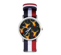Thunder Deers - Reloj de pulsera de cuarzo personalizado con números arábigos con correa ajustable para hombres y mujeres