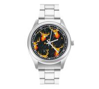 Thunder Deers - Reloj de pulsera de cuarzo personalizado de acero inoxidable con números arábigos para hombres y mujeres