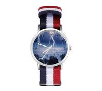 Thunder Storms Over Sea - Reloj de pulsera de cuarzo personalizado con números arábigos con correa ajustable para hombres y mujeres