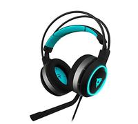 Thunder X3 AH7GLOW - Auriculares Gaming Pro( Luz led Halo, sonido 2.0, Controladores de 50 mm y micrófono extraible, auriculares plegables, diadema ajustable) Color Negro y Cyan