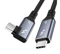Thunderbolt 5 Cable certificado por Intel, 80 Gbps de alta velocidad USB C, ángulo con pantalla de 16 K/8K, ancho de banda de vídeo de 120 Gbps, entrega de energía de 240 W, para MacBook, portátil