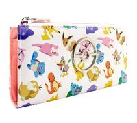 Thunderbolt Pika! Bulba! Char! Slow! Ditto! Psy! Poke Sonidos Cartera Cremallera Bolsillo para Monedas & Tarjetero, Blanco Deslavado