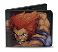 ThunderCats - Cartera plegable, Thundercats Lion O Sword Of Omens Title Logo Pose Negro, Cuero Vegano, 4.0" x 3.5", Casual