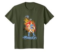 Thundercats Lion-O and The Sword of Omens Camiseta, Niños, Verde Oliva, 12 años
