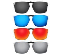 ThunderClap Gafas de sol polarizadas con clip para Oakley Holbrook RX OX8156 de 56 mm, para hombres y mujeres, protección UV, Negro concha + gris definitivo + azul géiser + rojo aurora, Holbrook RX