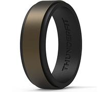 ThunderFit Anillos de boda de silicona para hombres, 2 capas, borde escalonado, 10 mm de ancho, 2,3 mm de grosor 7.5-8 (18.2mm)