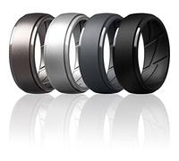 ThunderFit Anillos de Boda de Silicona para Hombres - 7 Anillos/4 Anillos/1 Anillo - Step Edge Transpirable Edition Goma Bandas de Compromiso, 5.5-6 (16.5mm), Black, Dark Grey, Silver, Brass