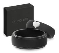ThunderFit Anillos de silicona para él y ella, anillos de boda para parejas, paquete de 2 anillos de compromiso de goma para parejas con detalles chapados en oro, 8.5-9 (W) | 11.5-12 (M), Silicona