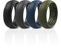 ThunderFit Anillos de silicona para hombre, 7 anillos, 4 anillos, 1 anillo, bandas de compromiso de goma, edición transpirable, 8,4 mm de ancho, 15.5 - 16 (24.5mm), Negro, Azul Oscuro, Oliva, Gris Oscuro