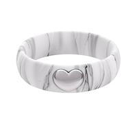 ThunderFit Anillos de silicona para mujer, alianza de boda de silicona con dije de corazón chapado en oro de 14 quilates, 5,5 mm de ancho, 2 mm de grosor, 9.5 - 10 (19.80mm), Silicona Metal, Sin