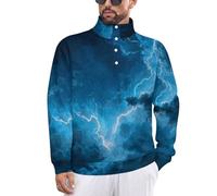 Thunderstorm Lightning Strikes - Sudadera de manga larga para hombre, térmica, cuello alto, botones, Estilo 3, 3XL