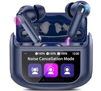 Thunelec Auriculares inalámbricos, Bluetooth 5.4 con pantalla táctil multifuncional, auriculares estéreo de graves 48H con cancelación de ruido/transparencia ANC/ENC, auriculares IPX7 con 5 modos de