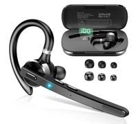 Thunelec Auriculares Manos Libres, 90 Horas aptx Auricular Bluetooth Mono con Doble Mic Cancelación de Ruido, Conexión Dual, Botón Mudo, Auriculares Manos para Camioneros, Negocios y Deporte, Gris