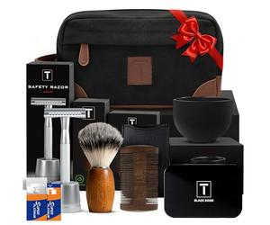 THURLADY Kit de afeitado de regalo para hombres, kit de maquinilla de afeitar de seguridad de una sola hoja, incluye maquinilla de afeitar de seguridad, cuchillas de doble filo, recipiente de cuchilla
