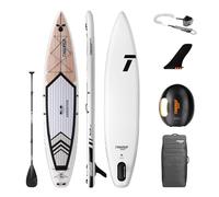 THURSO SURF Expedition 150 Touring Tabla de remo inflable SUP 12 pies 6 x 31 pulgadas x 6 pulgadas, paquete de dos capas de carbono híbrido remo / aleta de turismo de Estados Unidos / bomba de doble