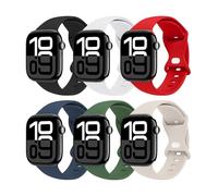 THWALK Paquete de 6 correas compatibles con Apple Watch de 1.61, 1.57, 1.49, 1.77, 1.73 y 1.65 pulgadas, correa de silicona para iWatch Ultra 2/Ultra SE Series 9/8/7/6/5/4/3/2/1 para mujeres y hombres