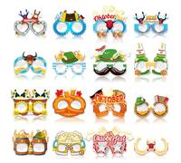 THXFUNAREA 16 gafas de fiesta Oktoberfest, accesorios para fotos, Oktoberfest, decoración de fiesta, divertido, papel, cerveza, pretzel, fiesta bávara, mezcla de accesorios para niños y adultos