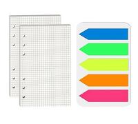 THXFUNAREA 2 Paquetes A6 6 Agujeros Recambio Agenda A6 Anillas Agenda Recargable Papel A6 para Agenda A6 Archivador A6 Carpeta A6,con100 pcs marcadores adhesivos
