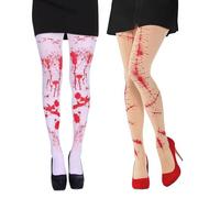 THXFUNAREA 2 Pares Medias Halloween Mujer Calcetines de Sangre de Halloween Disfraz de Cosplay de Halloween Medias de Sangre Calcetines por Encima de la Rodilla para Fiesta Mascarada Festival Vestir